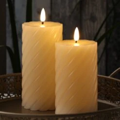 LED Kerze TWIST Echtwachs Gedreht Flackernd H: 17,5cm In Creme -Allgemeiner Haushaltswarenladen marelida led kerze twist echtwachs gedreht flackernd h 17 5cm in creme 5