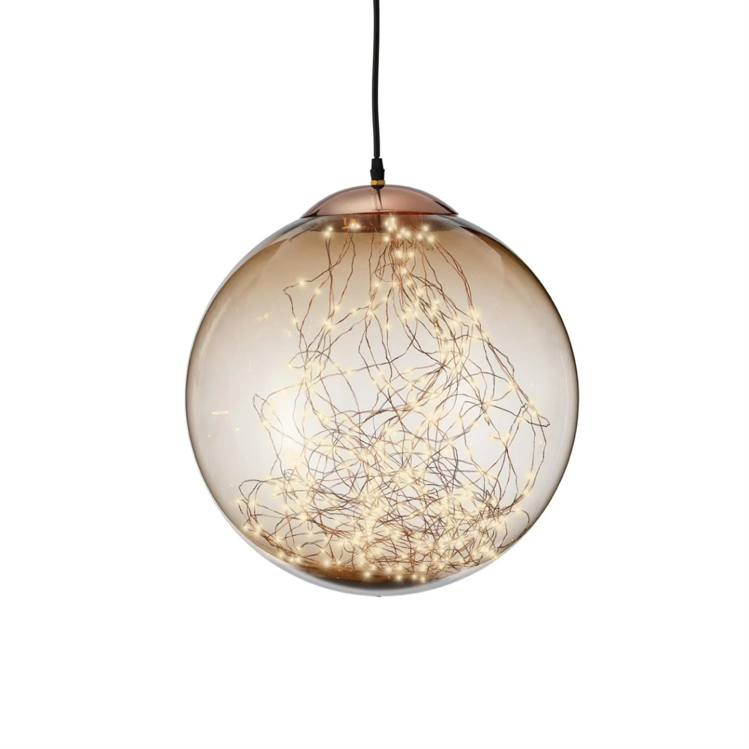 LED Kugel Mit Drahtlichterkette Hängend D: 40cm In Bernstein 3 LED Kugel Mit Drahtlichterkette Hängend D: 40cm In Bernstein