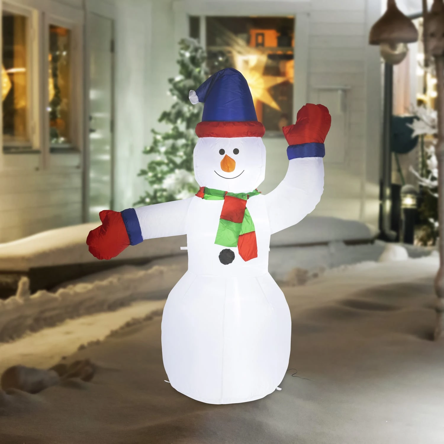 LED Schneemann Aufblasbar Für Außen H: 180cm In Weiß 4 LED Schneemann Aufblasbar Für Außen H: 180cm In Weiß – Bild 2
