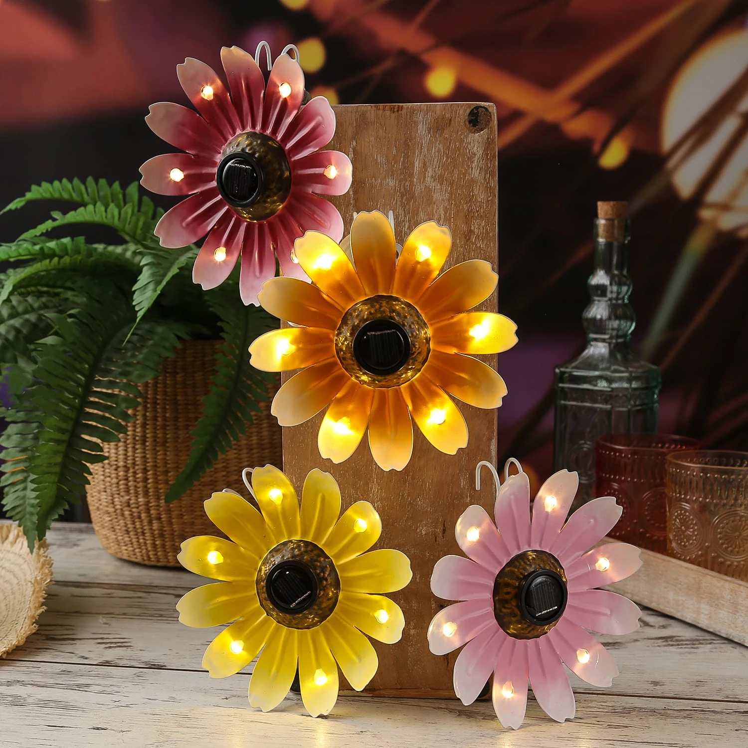 LED Solar Blume Hängedeko Lichtsensor D: 14cm In Rosa 5 LED Solar Blume Hängedeko Lichtsensor D: 14cm In Rosa – Bild 3