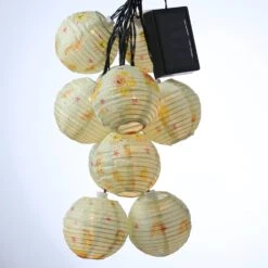 LED Solar Lichterkette 10 Lampions In Gelb - L: 4,5m