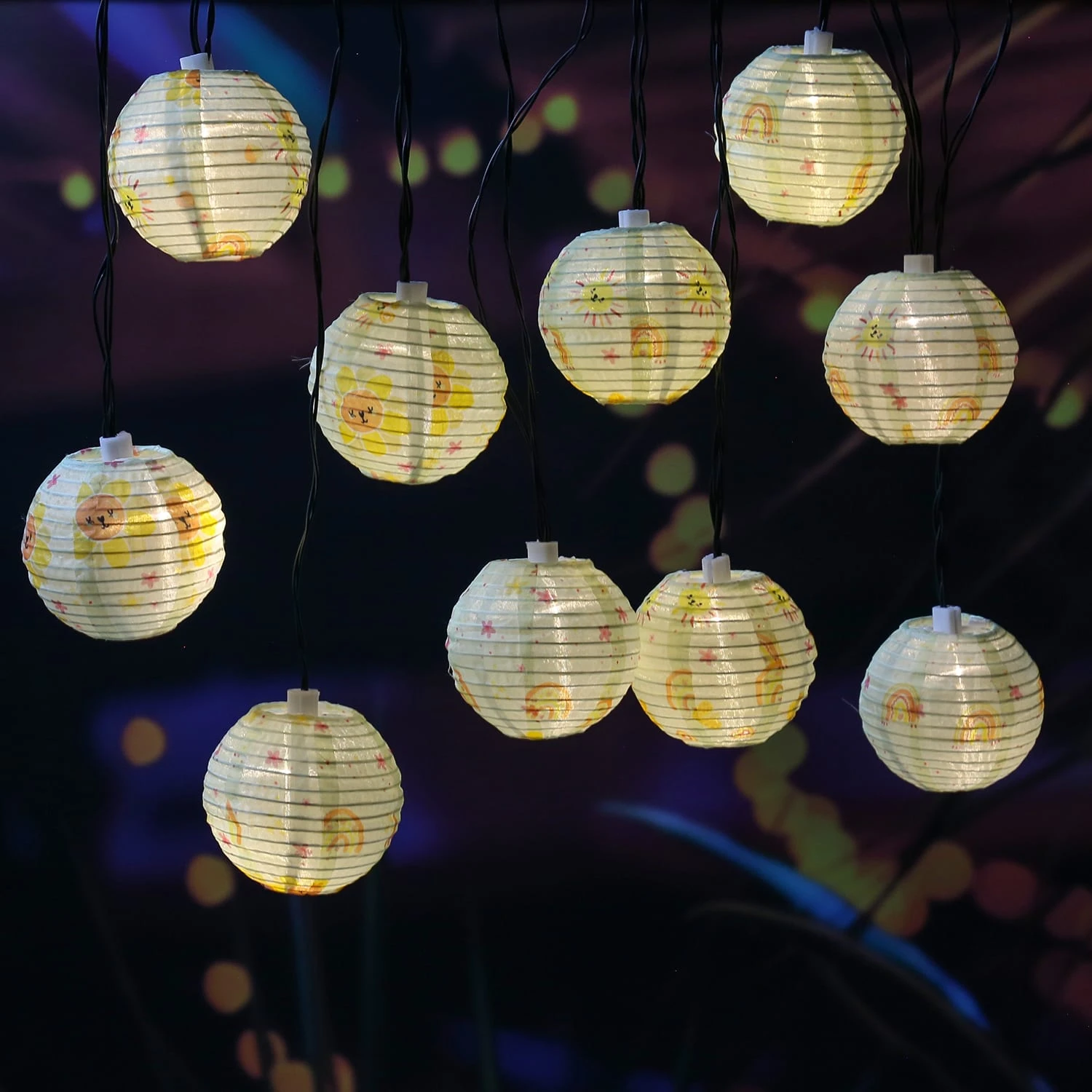 LED Solar Lichterkette 10 Lampions In Gelb - L: 4,5m 7 LED Solar Lichterkette 10 Lampions In Gelb - L: 4,5m – Bild 5