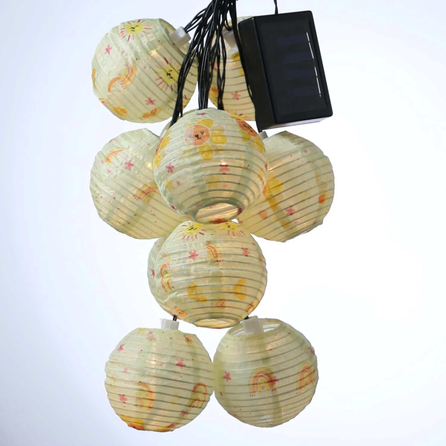 LED Solar Lichterkette 10 Lampions In Gelb - L: 4,5m 3 LED Solar Lichterkette 10 Lampions In Gelb - L: 4,5m