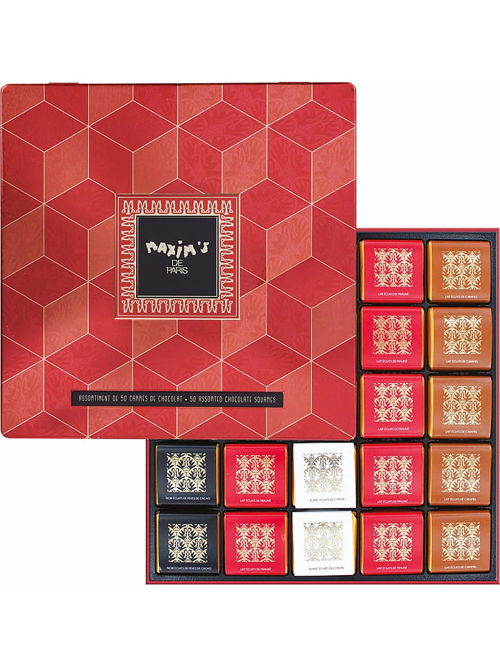 Schokoladenplättchen-Auswahl "Metal Tin-Box Of 50 Chocolate Squares" - 240 G 3 Schokoladenplättchen-Auswahl "Metal Tin-Box Of 50 Chocolate Squares" - 240 G