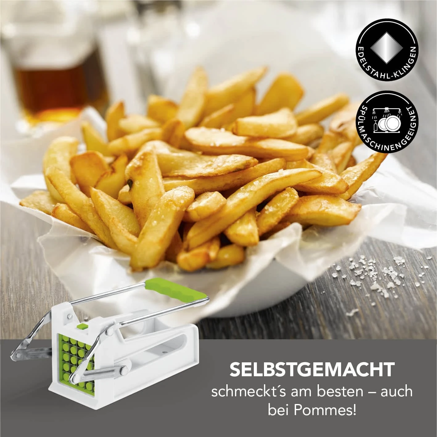 Pommes Gemüse Schneider Edelstahl - Weiß/grün 4 Pommes Gemüse Schneider Edelstahl - Weiß/grün – Bild 2