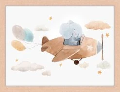 Wandbild " Fliegende Elefant " In Naturell