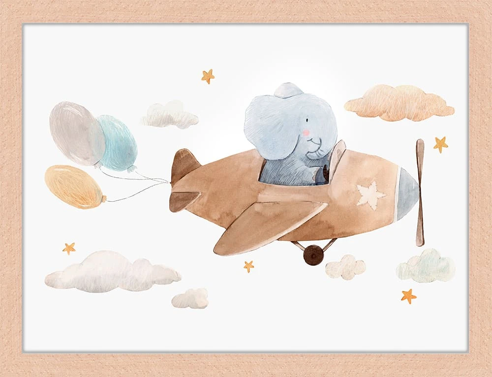 Wandbild " Fliegende Elefant " In Naturell 3 Wandbild " Fliegende Elefant " In Naturell