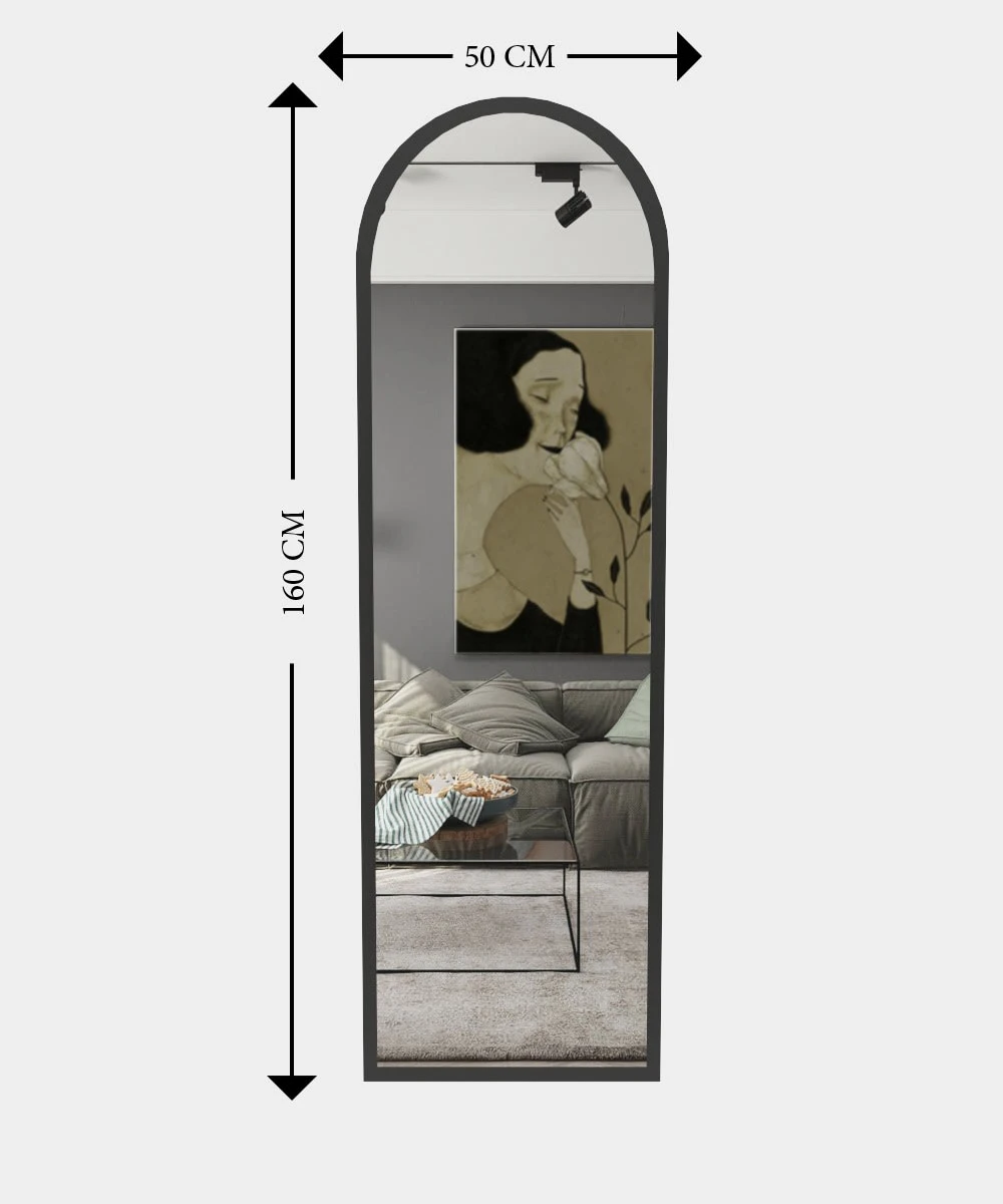 Standspiegel Ganzkörperspiegel Ema Oval 160x50 Schwarz 7 Standspiegel Ganzkörperspiegel Ema Oval 160x50 Schwarz – Bild 5