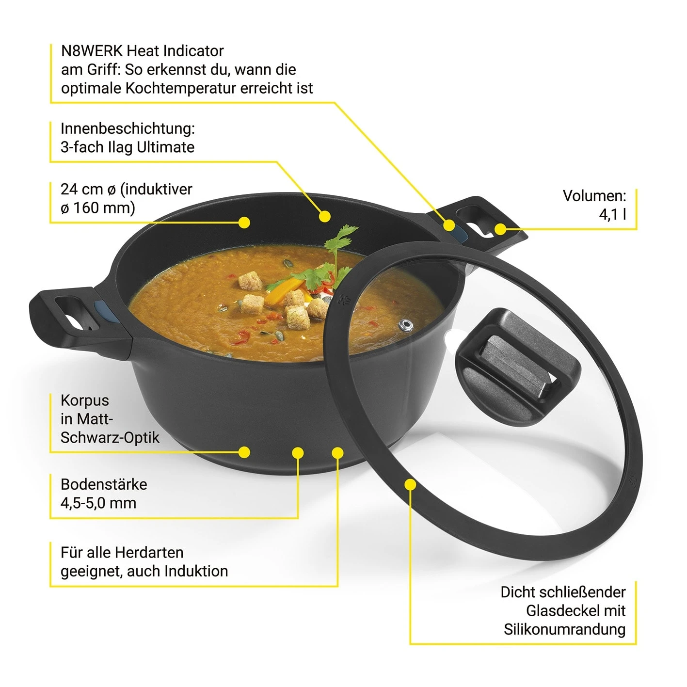 Aluguss-Kochtopf In Schwarz 5 Aluguss-Kochtopf In Schwarz – Bild 3