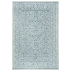 In- & Outdoor Teppich Cuadrado Türkis Creme