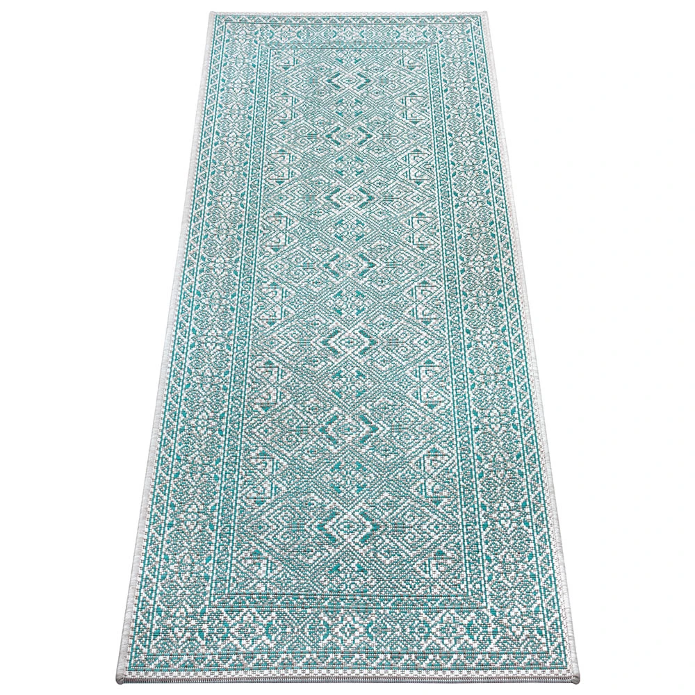 In- & Outdoor Teppich Cuadrado Türkis Creme 9 In- & Outdoor Teppich Cuadrado Türkis Creme – Bild 7