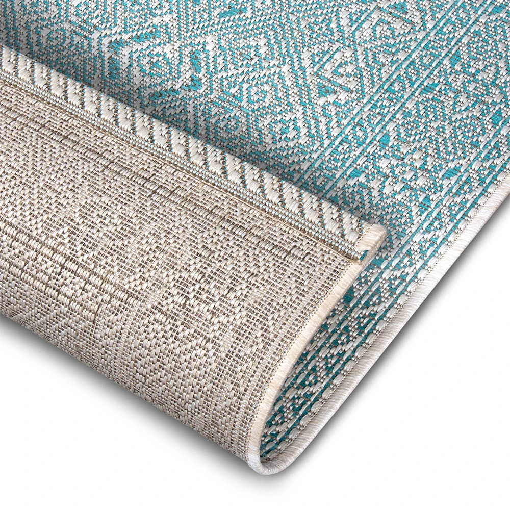 In- & Outdoor Teppich Cuadrado Türkis Creme 10 In- & Outdoor Teppich Cuadrado Türkis Creme – Bild 8