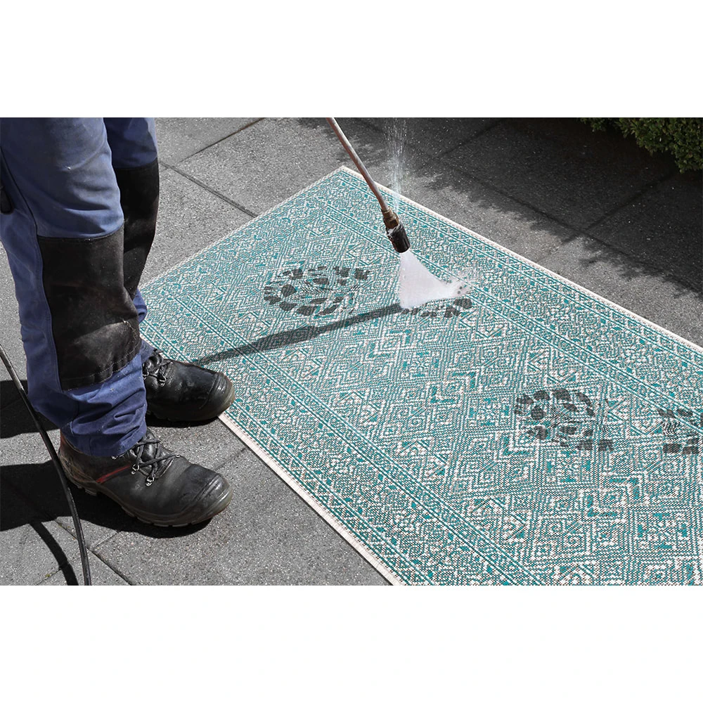 In- & Outdoor Teppich Cuadrado Türkis Creme 12 In- & Outdoor Teppich Cuadrado Türkis Creme – Bild 10