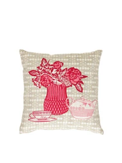 Kissenhülle "Veronika" In Grau/ Rot - (B)40 X (L)40 Cm