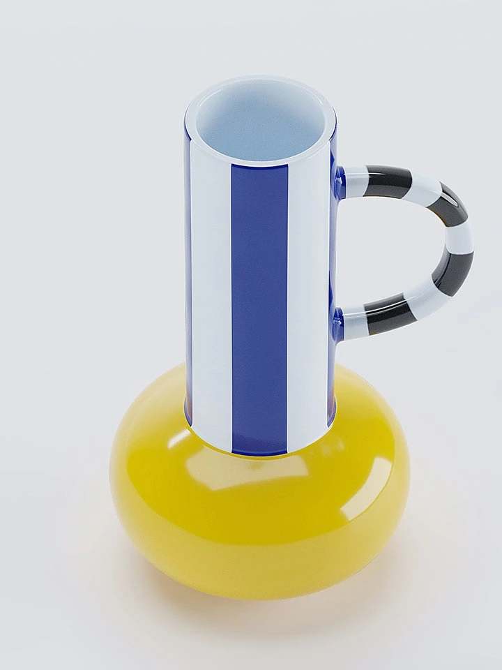 Vase "Birmingham" In Blau/ Gelb - (H)17,5 X Ø 11,8 Cm 4 Vase "Birmingham" In Blau/ Gelb - (H)17,5 X Ø 11,8 Cm – Bild 2