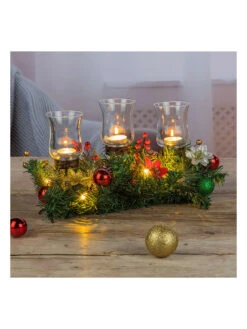 LED-Weihnachtsgesteck In Grün - (B)46 X (H)23 X (T)20,5 Cm