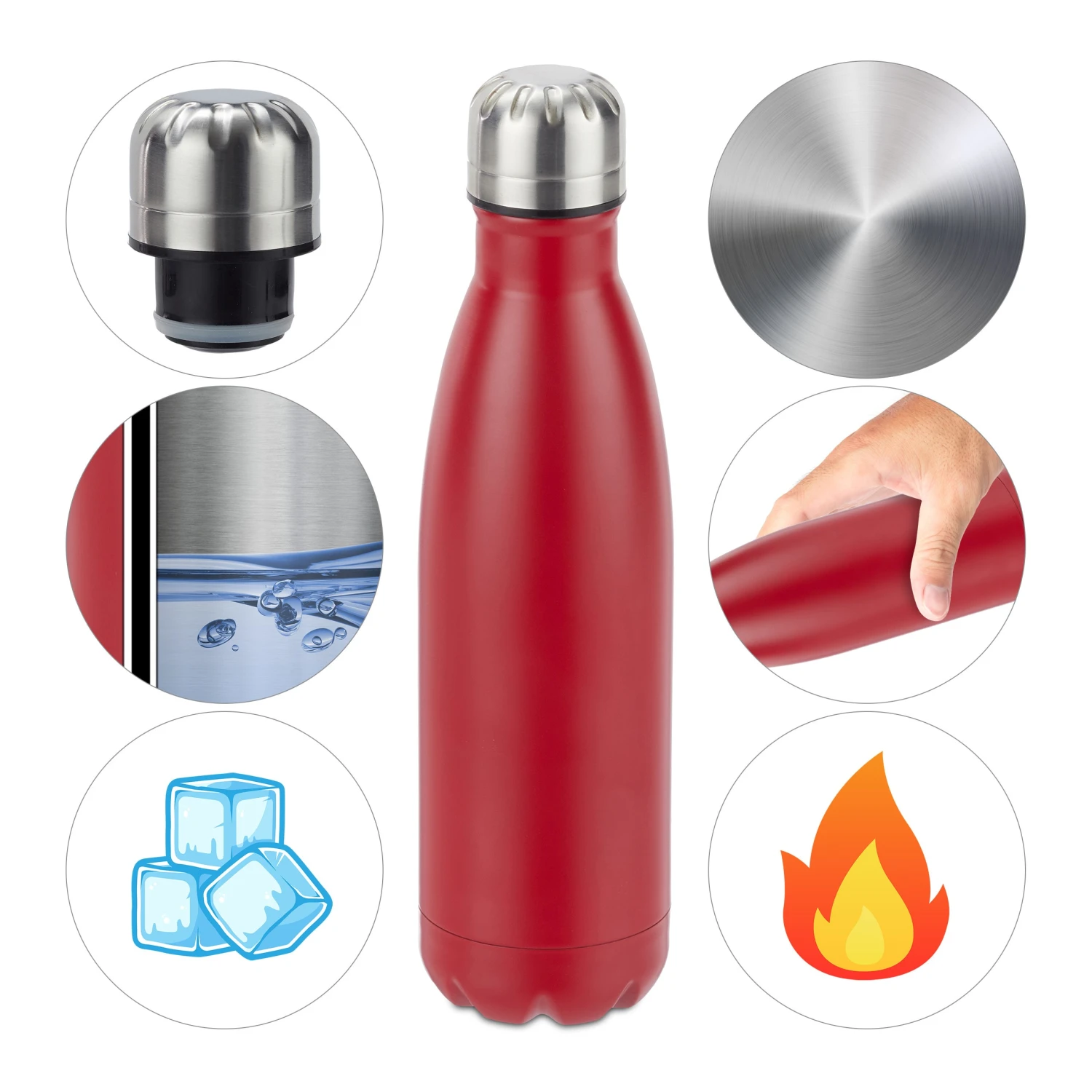 1x Edelstahl-Trinkflasche In Dunkelblau - 500 Ml 8 1x Edelstahl-Trinkflasche In Dunkelblau - 500 Ml – Bild 6