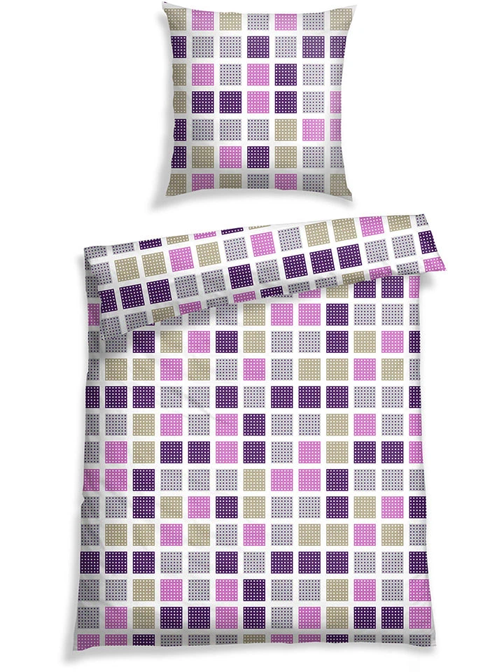 Schiesser Renforcé-Bettwäsche-Set "Peto" In Pink/ Lila/ Grau 3 Schiesser Renforcé-Bettwäsche-Set "Peto" In Pink/ Lila/ Grau