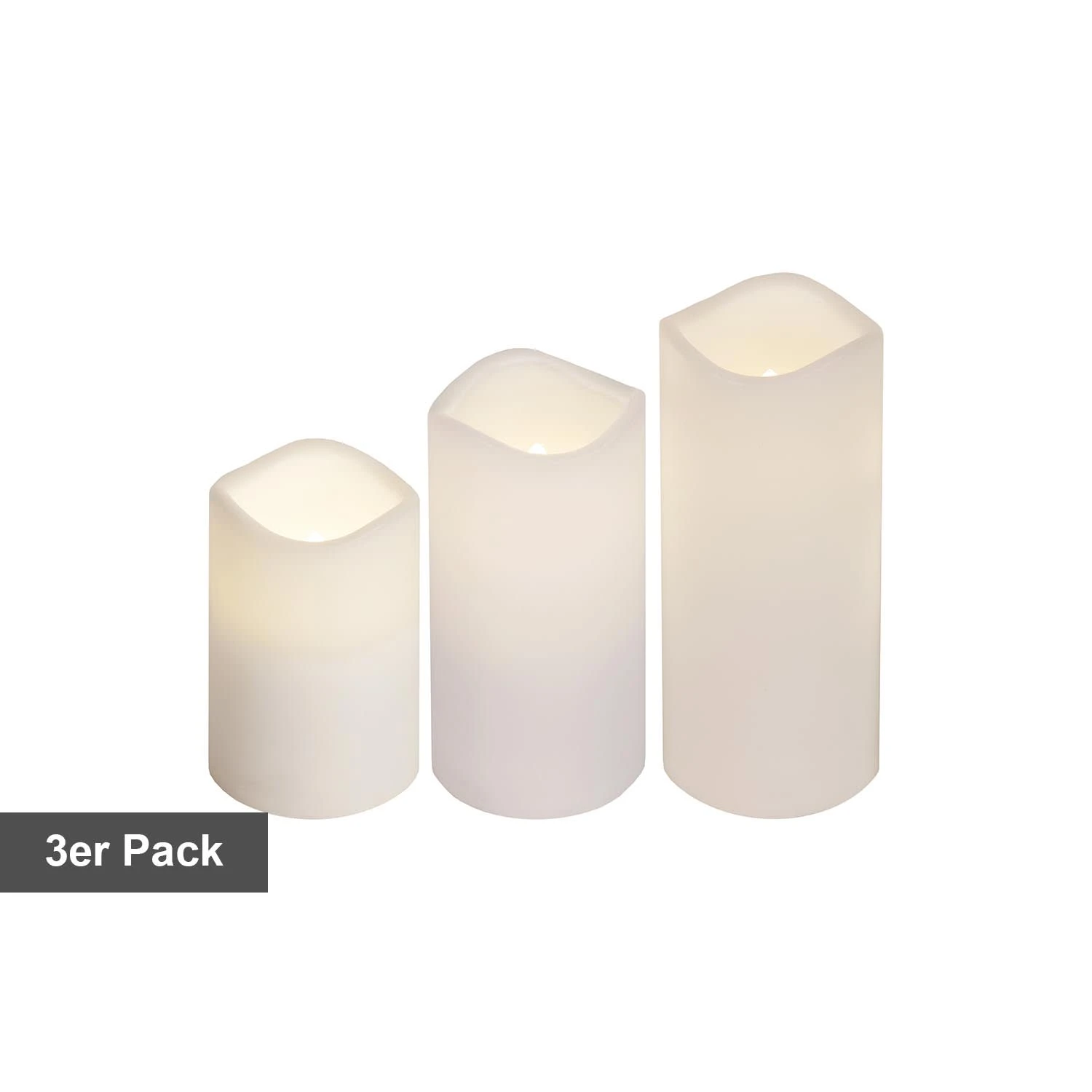 Star Trading Kerzen-Set Paul, Stumpenkerzen, 3 Stück, Weiß, LED, Timer, Außenbereic 3 Star Trading Kerzen-Set Paul, Stumpenkerzen, 3 Stück, Weiß, LED, Timer, Außenbereic