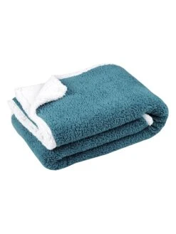 Plaid "Lovea" In Petrol - (L)160 X (B)130 Cm