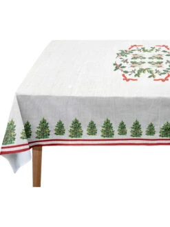 Tischdecke "Christmas Tree" In Weiß/ Grün - (L)250 X (B)140 Cm