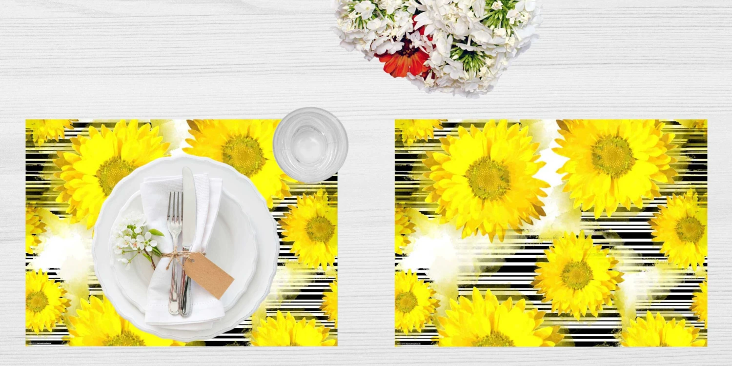 Tischsets I Platzsets "Sonnenblumen" (L)32 X (B)44 4 Tischsets I Platzsets "Sonnenblumen" (L)32 X (B)44 – Bild 2