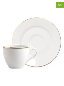 6tlg. Kaffeegeschirr-Set "Gold" In Weiß