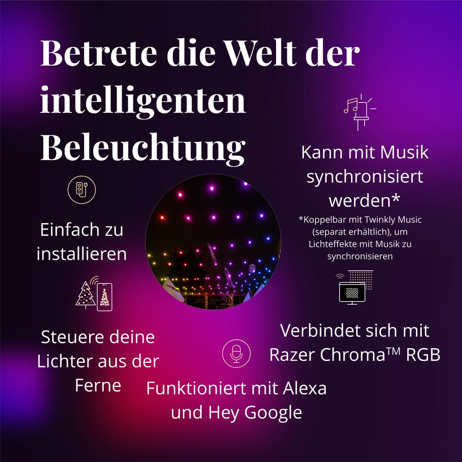 Twinkly Smarte Party-Lichterkette FESTOON 40 LEDs In Bunt - RGB LED 8 Twinkly Smarte Party-Lichterkette FESTOON 40 LEDs In Bunt - RGB LED – Bild 6