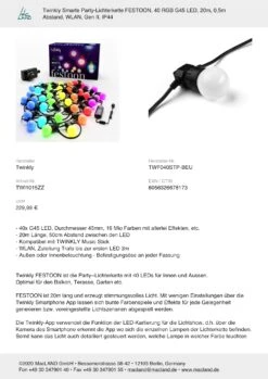 Twinkly Smarte Party-Lichterkette FESTOON 40 LEDs In Bunt - RGB LED 20 Twinkly Smarte Party-Lichterkette FESTOON 40 LEDs In Bunt - RGB LED -Allgemeiner Haushaltswarenladen twinkly smarte party lichterkette festoon 40 leds in bunt rgb led 8