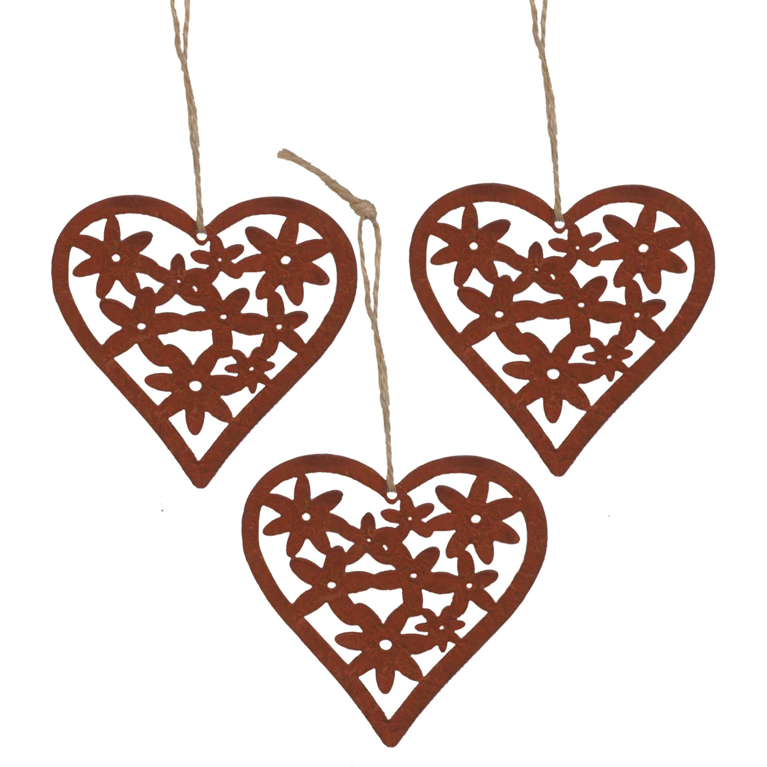 3er Set Aufhänger Rost Herz Mit Blumen In Braun 3 3er Set Aufhänger Rost Herz Mit Blumen In Braun