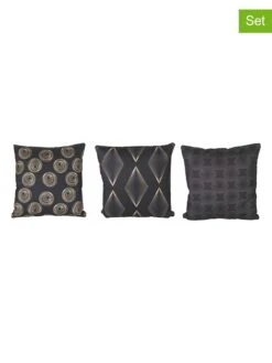 3er-Set: Kissen "Mondrian" In Schwarz - (L)45 X (B)45 Cm