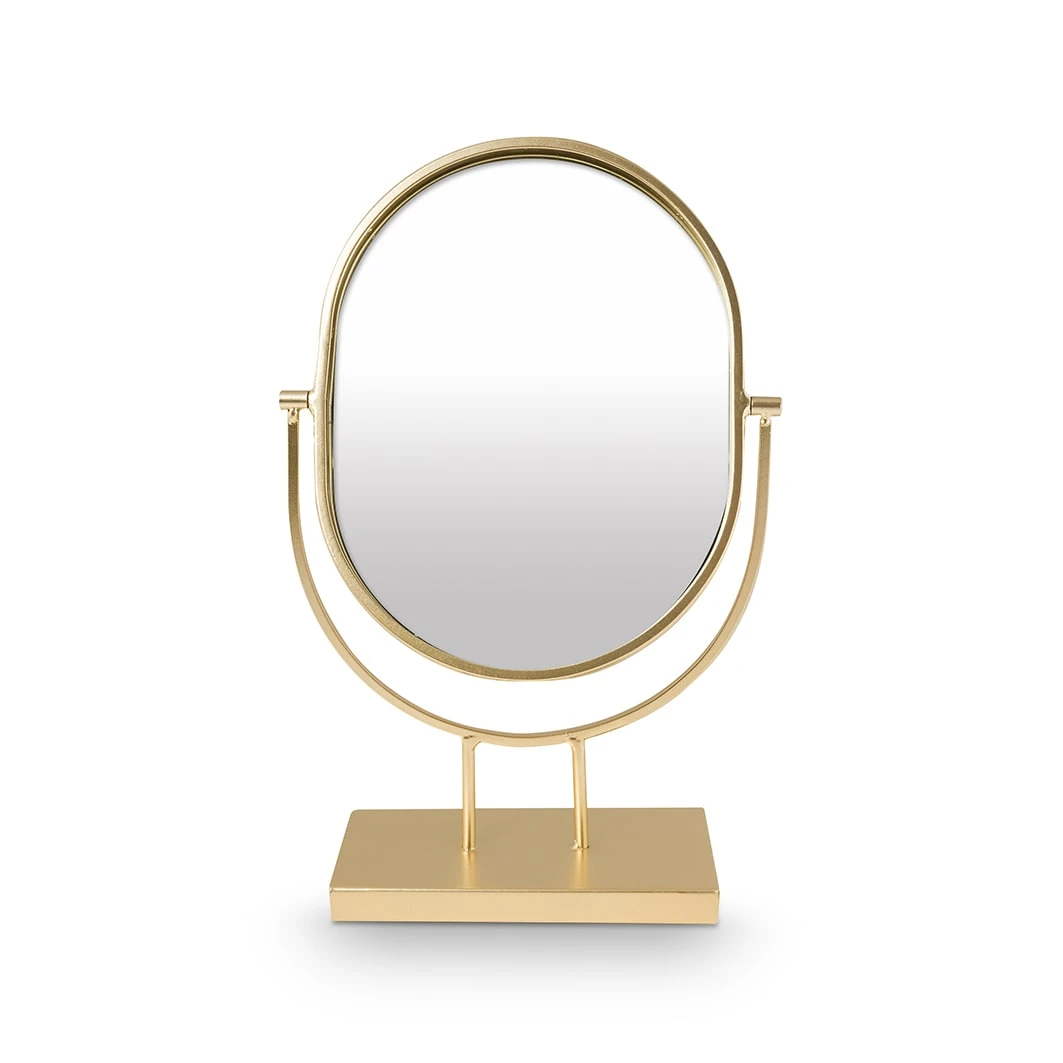 VTwonen Spiegel "Mirror Oval On Stand" In Goud - (L) 20,3 X (B) 31,1 X (H) 8,5cm 3 VTwonen Spiegel "Mirror Oval On Stand" In Goud - (L) 20,3 X (B) 31,1 X (H) 8,5cm