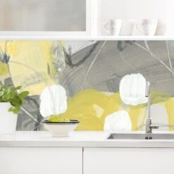 Küchenrückwand - Zitronen Im Nebel III In Grau -Allgemeiner Haushaltswarenladen wallart kuchenruckwand zitronen im nebel iii in grau 1