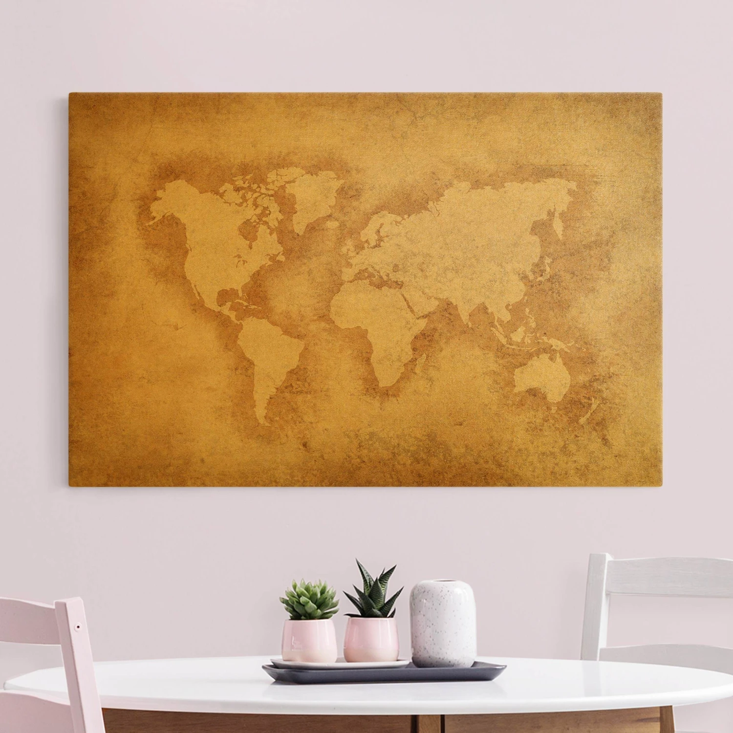 Leinwandbild Gold - Antike Weltkarte In Creme-Beige 5 Leinwandbild Gold - Antike Weltkarte In Creme-Beige – Bild 3