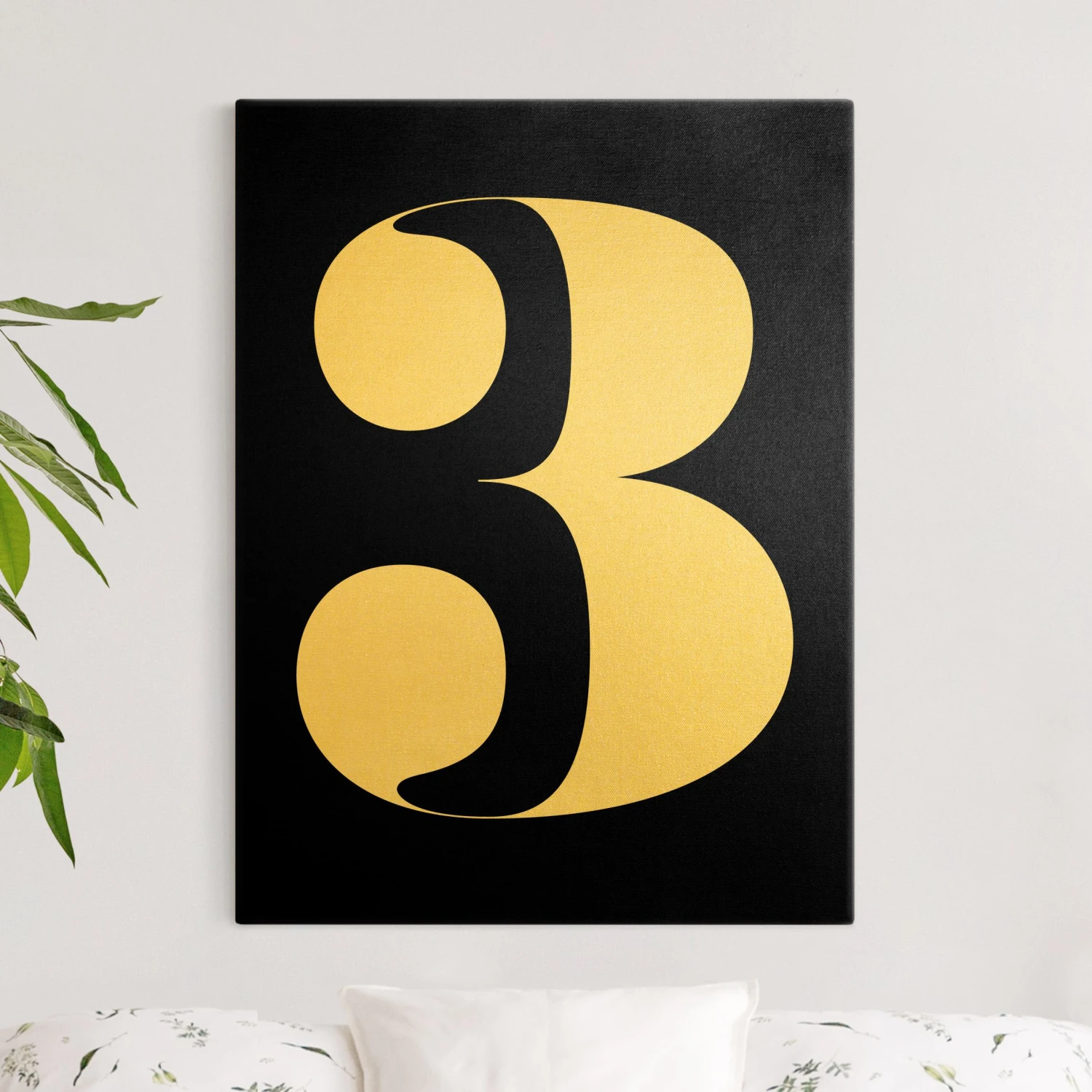 Leinwandbild Gold - Antiqua Zahl 3 In Schwarz 4 Leinwandbild Gold - Antiqua Zahl 3 In Schwarz – Bild 2