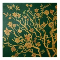 Leinwandbild Gold - Chinoiserie Blumen In Der Nacht I In Blau