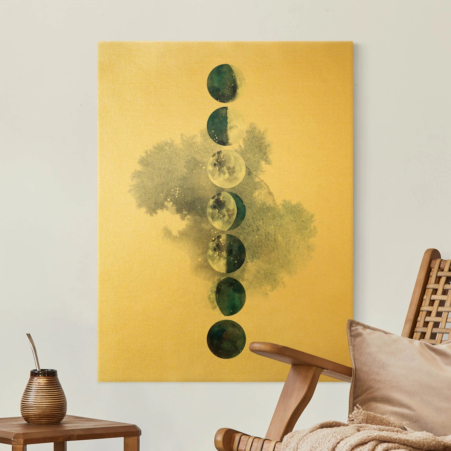 Leinwandbild Gold - Die Mondphasen In Blau 4 Leinwandbild Gold - Die Mondphasen In Blau – Bild 2