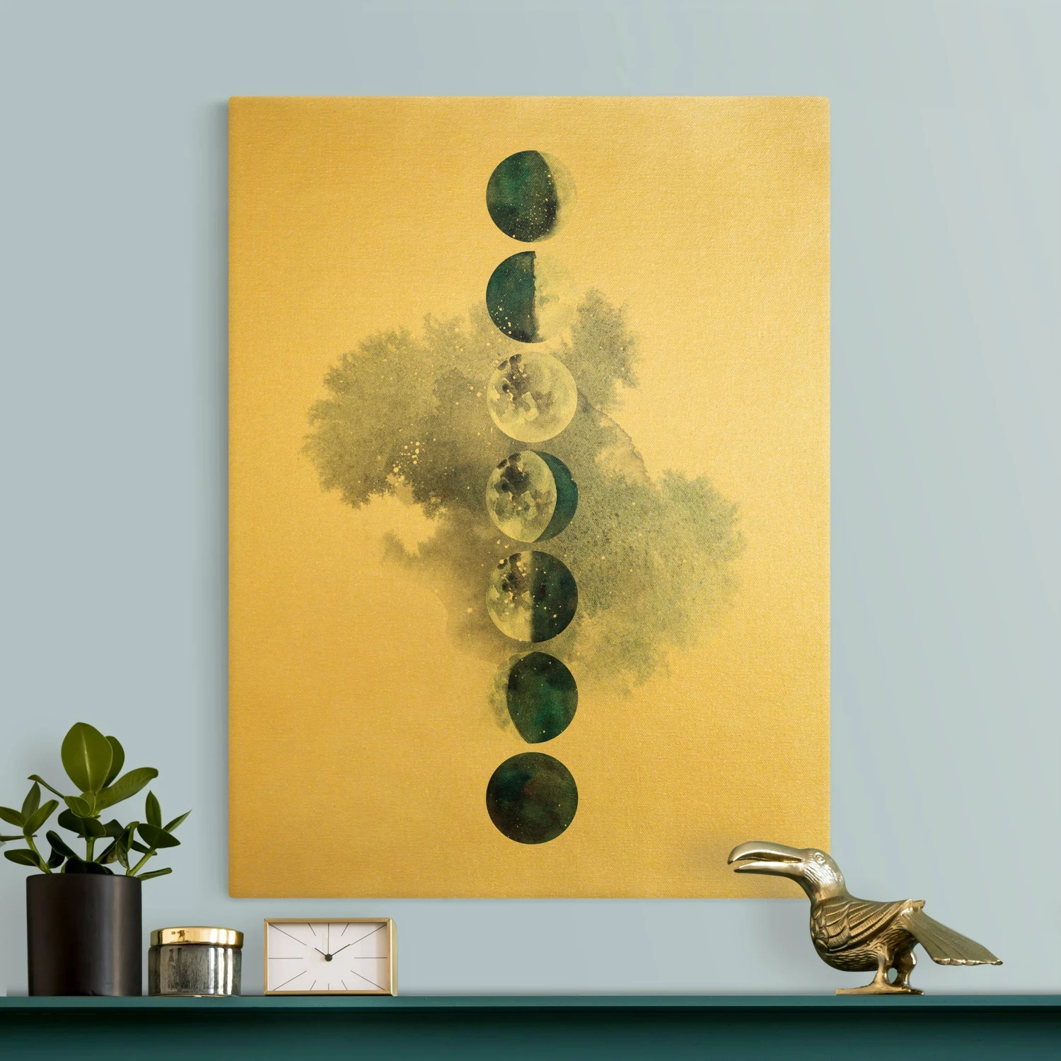 Leinwandbild Gold - Die Mondphasen In Blau 5 Leinwandbild Gold - Die Mondphasen In Blau – Bild 3