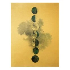 Leinwandbild Gold - Die Mondphasen In Blau