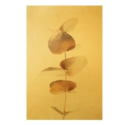 Leinwandbild Gold - Goldener Eukalyptuszweig In Gold