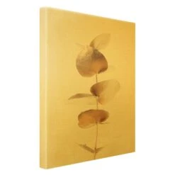 Leinwandbild Gold - Goldener Eukalyptuszweig In Gold -Allgemeiner Haushaltswarenladen wallart leinwandbild gold goldener eukalyptuszweig in gold 5