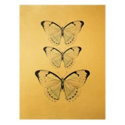 Leinwandbild Gold - Schmetterling Auf Beige In Creme-Beige