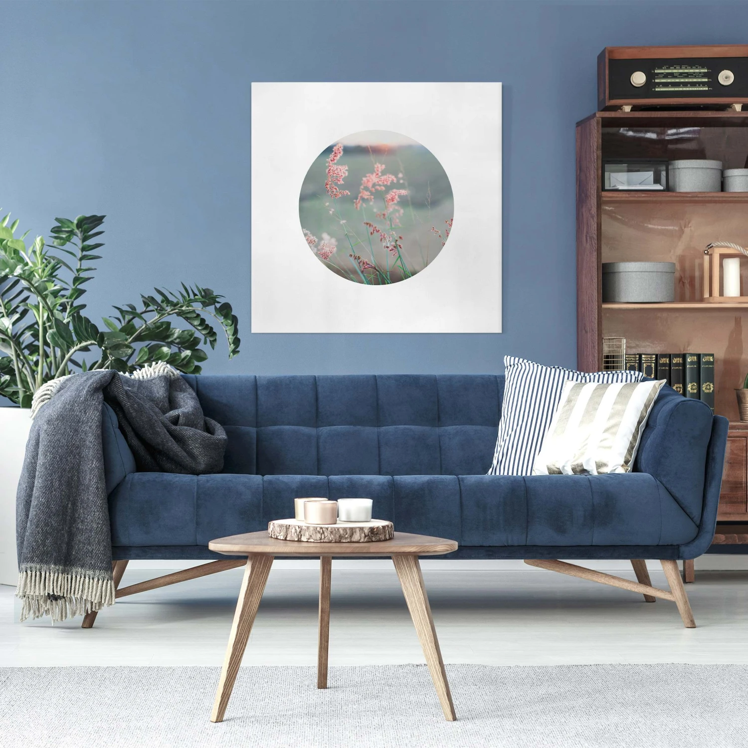 Leinwandbild - Pinke Blumen Im Kreis In Grün 5 Leinwandbild - Pinke Blumen Im Kreis In Grün – Bild 3