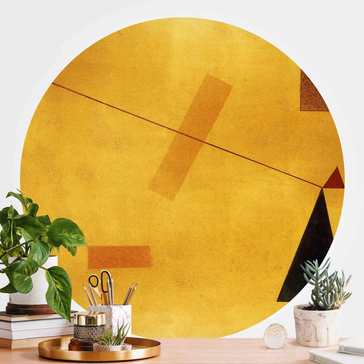 Runde Tapete - Wassily Kandinsky - Außer Gewicht In Gelb 4 Runde Tapete - Wassily Kandinsky - Außer Gewicht In Gelb – Bild 2