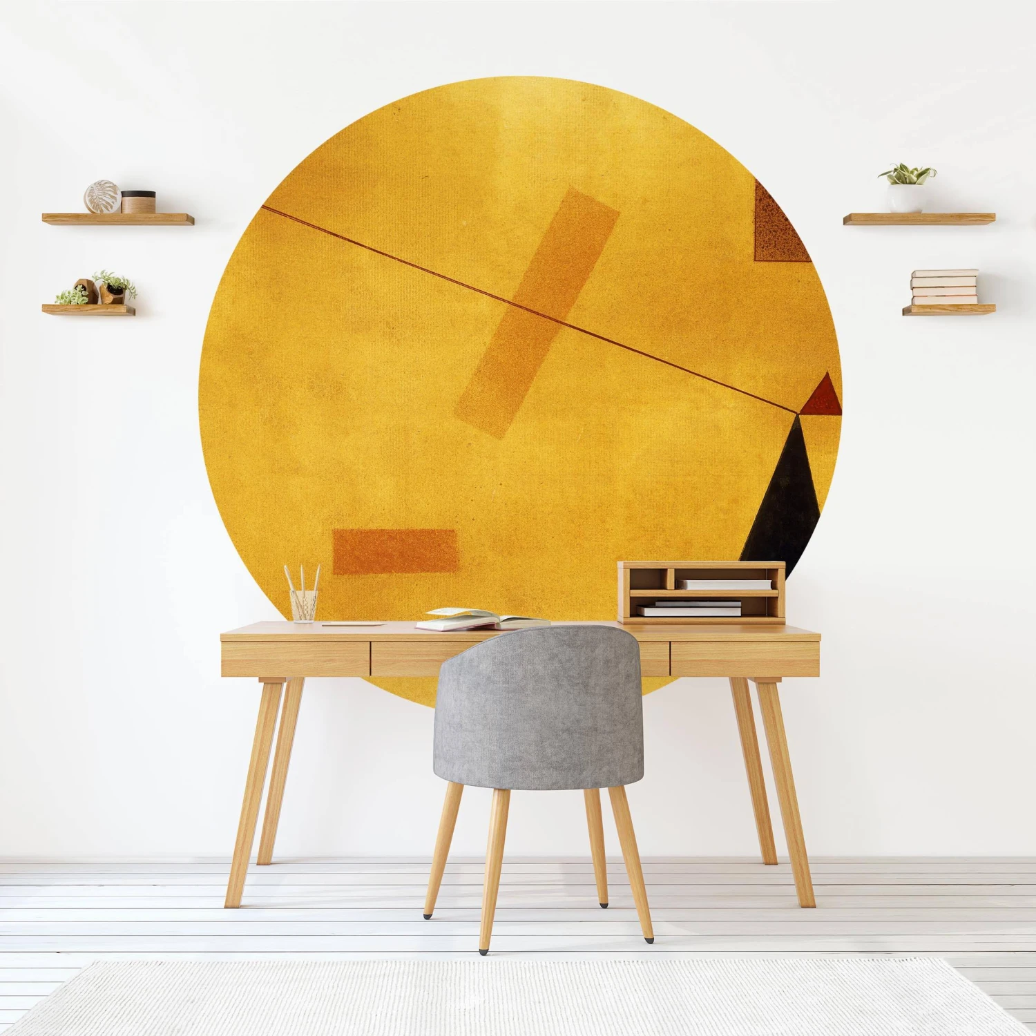 Runde Tapete - Wassily Kandinsky - Außer Gewicht In Gelb 6 Runde Tapete - Wassily Kandinsky - Außer Gewicht In Gelb – Bild 4