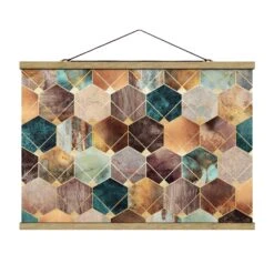 Stoffbild - E. Fredriksson - Geometrie Goldenes Art Deco In Gold