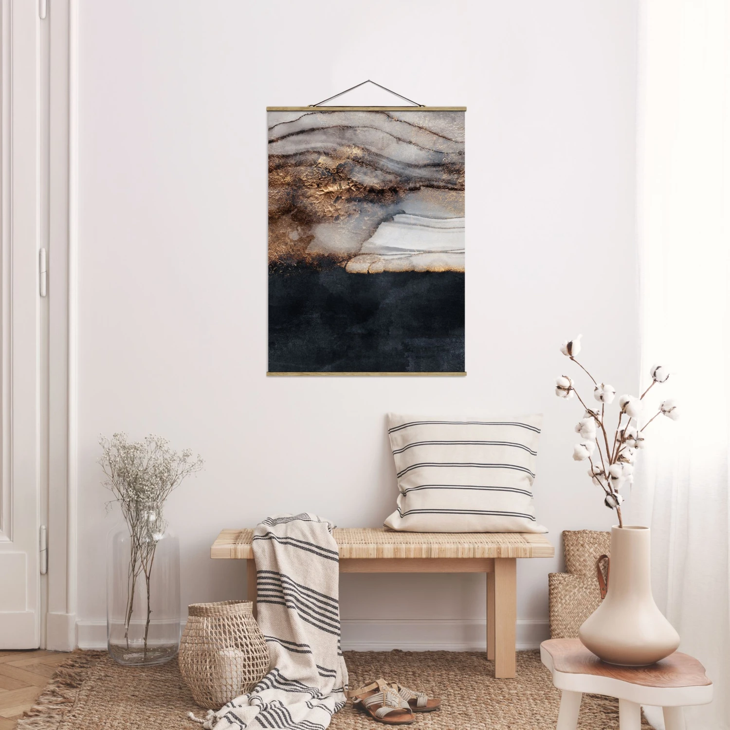 Stoffbild - Elisabeth Fredriksson - Goldener Marmor Gemalt In Schwarz 5 Stoffbild - Elisabeth Fredriksson - Goldener Marmor Gemalt In Schwarz – Bild 3