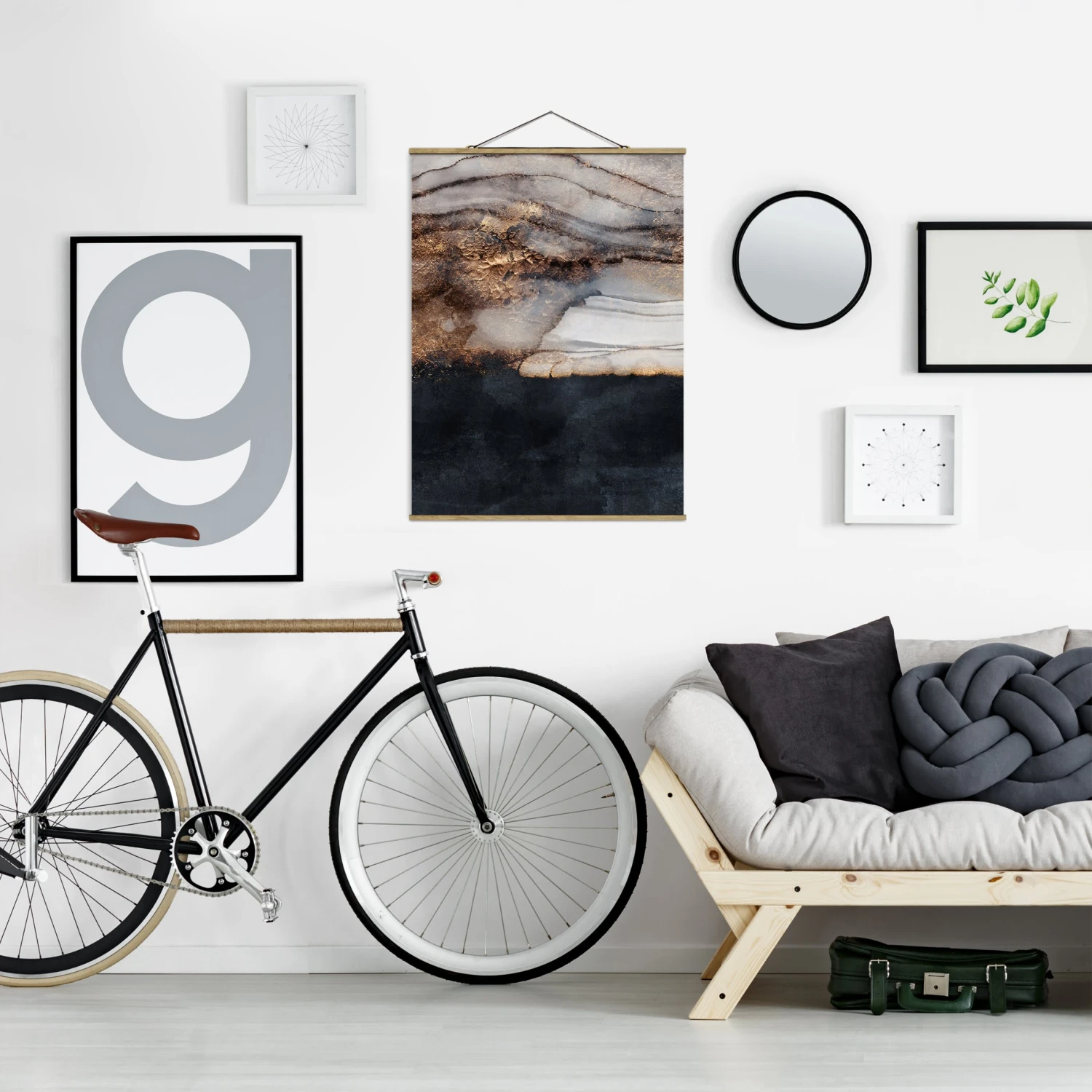 Stoffbild - Elisabeth Fredriksson - Goldener Marmor Gemalt In Schwarz 6 Stoffbild - Elisabeth Fredriksson - Goldener Marmor Gemalt In Schwarz – Bild 4