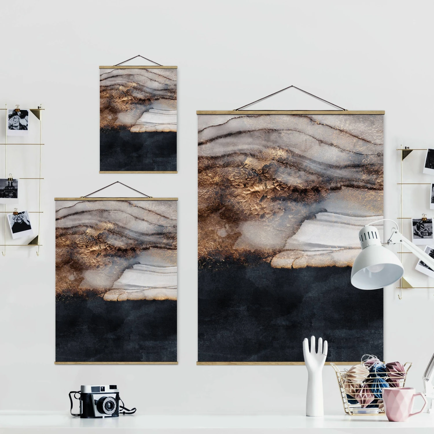 Stoffbild - Elisabeth Fredriksson - Goldener Marmor Gemalt In Schwarz 9 Stoffbild - Elisabeth Fredriksson - Goldener Marmor Gemalt In Schwarz – Bild 7