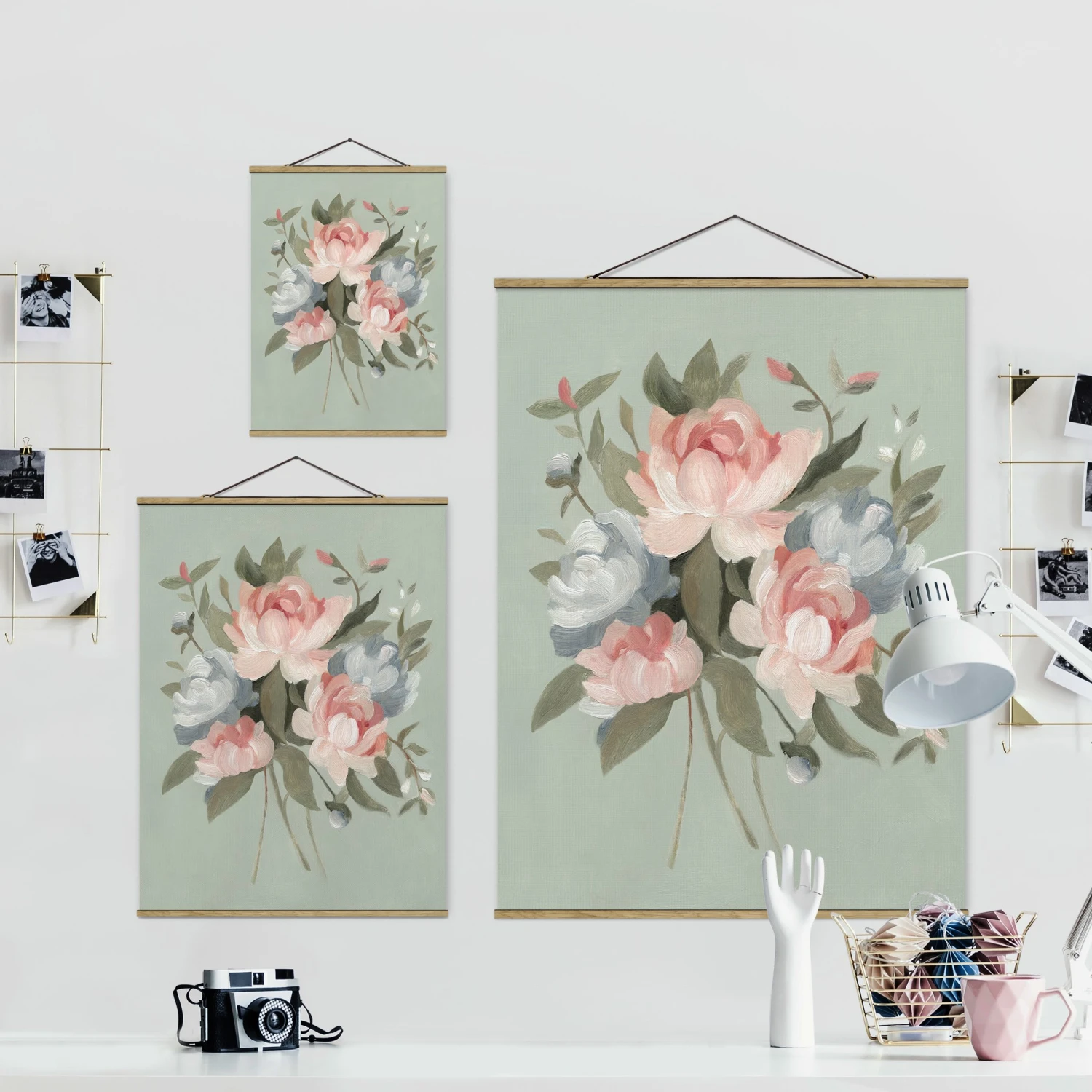 Stoffbild Mit Posterleisten - Bouquet In Pastell I In Rosa 9 Stoffbild Mit Posterleisten - Bouquet In Pastell I In Rosa – Bild 7